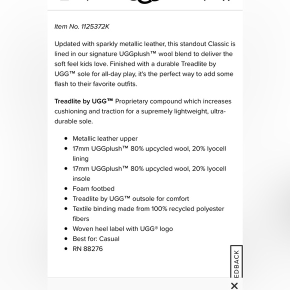 Ugg classic metallic sparkle black toddler size 7 - Picture 2 of 10